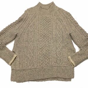 Alex Mill Beige Cable Knit Turtleneck Sweater